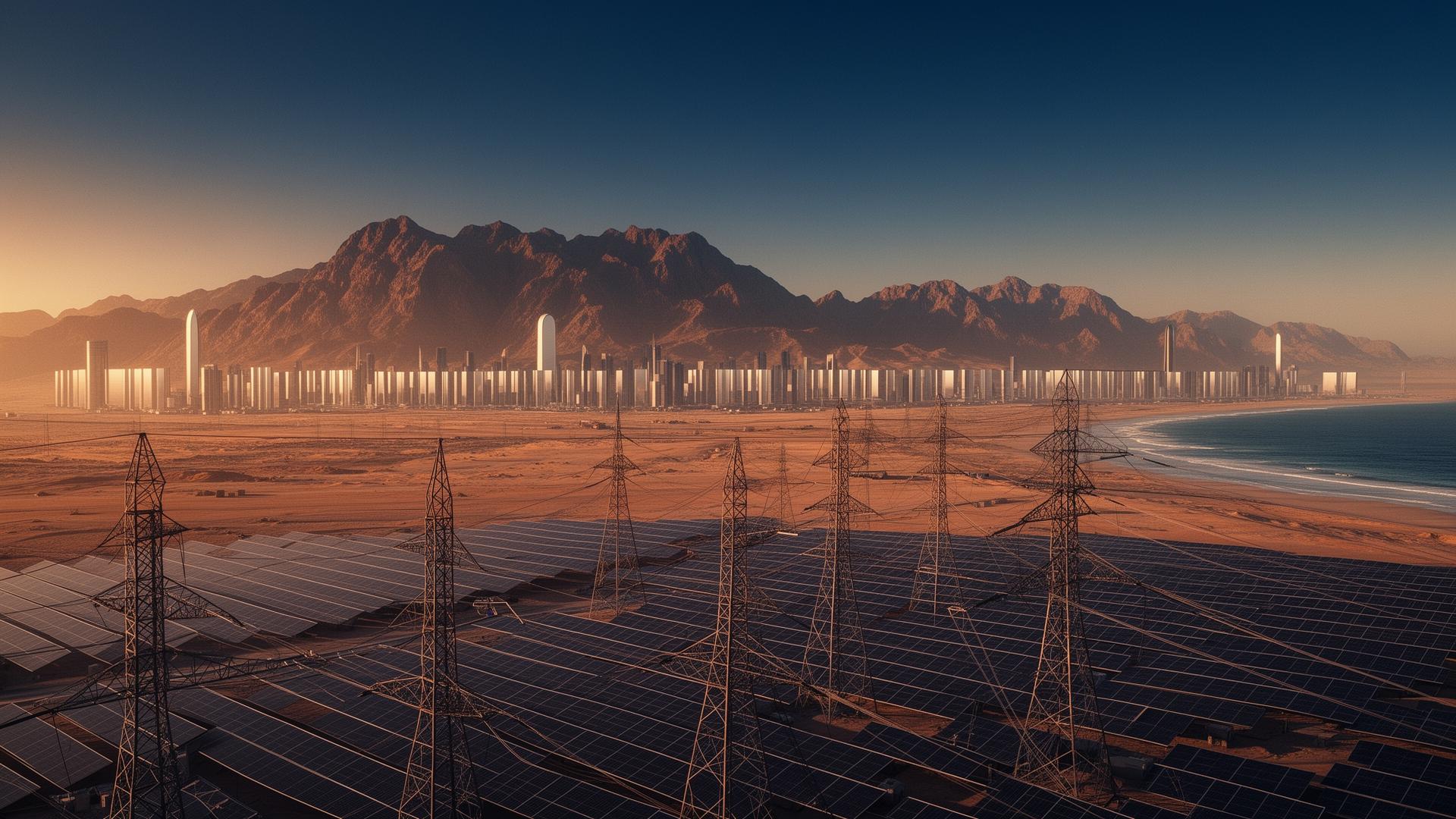 Power infrastructure and electrical grid in NEOM, Saudi Arabia (NEOM Energy) — IEC 60076 / SEC DS-02-012 — distribution transformers, switchgear and package substations supplied by Emirates Transformer & Switchgear