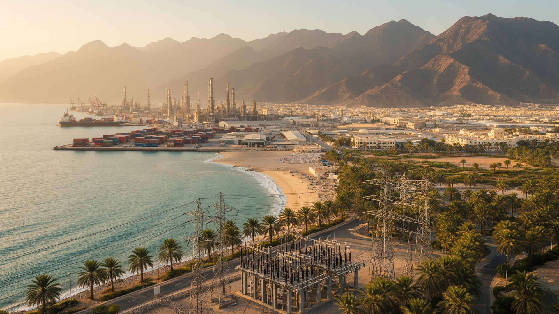 Power infrastructure and electrical grid in Salalah, Oman (Dhofar Power, OETC) — IEC 60076 / OETC Specifications — distribution transformers, switchgear and package substations supplied by Emirates Transformer & Switchgear