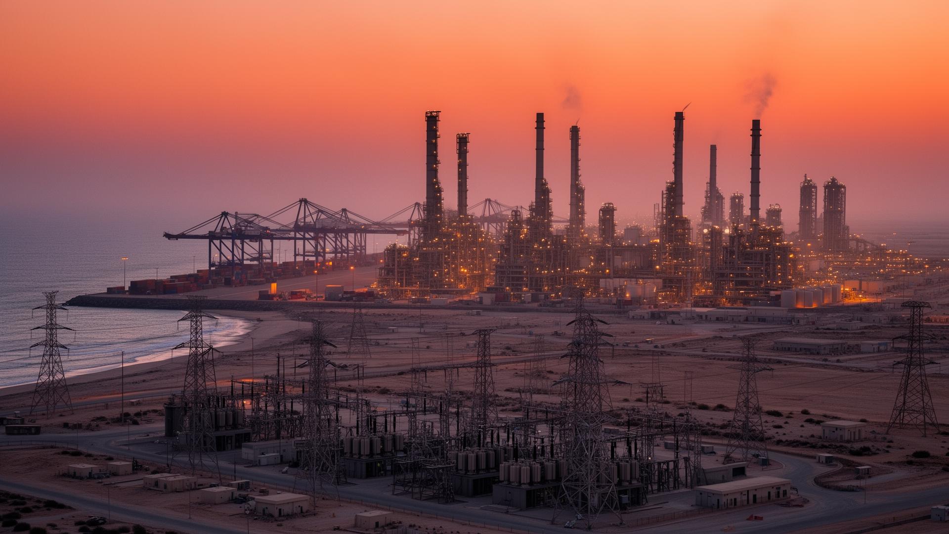 Power infrastructure and electrical grid in Sohar, Oman (Mazoon) — IEC 60076 / OETC Specifications — distribution transformers, switchgear and package substations supplied by Emirates Transformer & Switchgear